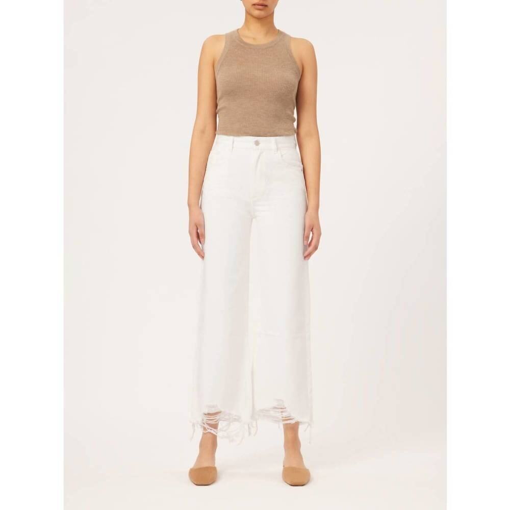 DL1961 Hepburn Wide Leg High Rise Vintage Jeans US 25 White 100% Cotton